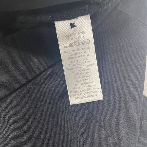 Everlane Pants Womens 2 Black Side Zip‎ Elastic Waist High Rise Cotton - Picture 8 of 10